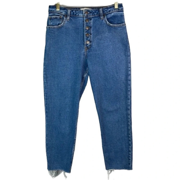 ABERCROMBIE & FITCH Curve Love The Mom High Rise Jeans Mid Wash Button Fly 29/8R - Picture 2 of 12